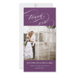 Purple Personalized Script Photo Wedding Thank You Photo Cards