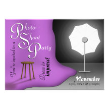 Purple Photoshoot Party Invitations