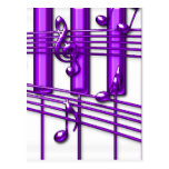 Purple Piano Keyboard Music Notes Post Card