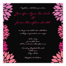 Purple Pink and Black Flower Wedding Invitations