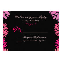 Purple Pink and Black Flower Wedding RSVP Cards