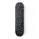 Purple Pink and Blue Pastel star pattern on black Skateboard