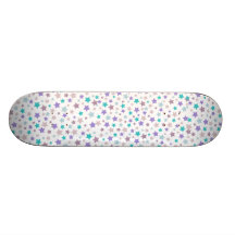 Purple Pink Blue stars pattern on white Skate Board