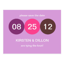Purple pink dot wedding announcement save the date post cards