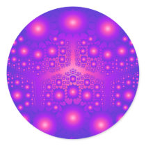 Purple & Pink Fractal Explosions: Round Stickers