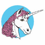 purple/pink mane unicorn head photo sculptures