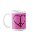 PURPLE PINK PEACE LOVE SIGN mugs