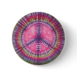 Purple Pink Peace Sign Tie Dye Button