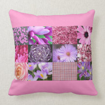 Purple Pink Photography Collage Throw Pillow