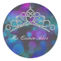 Purple Pink Teal Tiara Sweet 15 16 Quinceana Label
