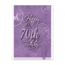 Purple pizazz for 70th birthday postcards