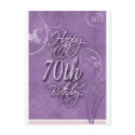 Purple pizazz for 70th birthday postcards