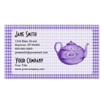 Purple Plaid with Teapot Business Cards