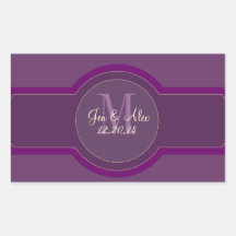 Purple Plum Wedding Wine Labels Rectangle Stickers