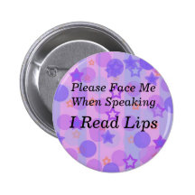 Purple Polka Dot I Read Lips Button