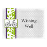 purple polka dots bicycle wishing well cards business cards
