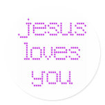 Purple Polkadot Jesus Loves You! Round Stickers