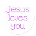 Purple Polkadot Jesus Loves You! stickers