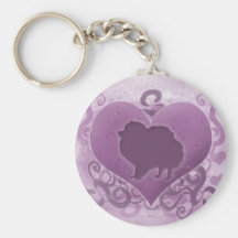Purple Pomeranian Valentine Key Chain