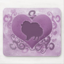 Purple Pomeranian Valentine Mousepads
