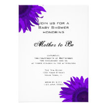 Purple Pop Art Flower Baby Shower Invitation