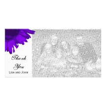 Purple Pop Art Sunflower Thank You Photo Card