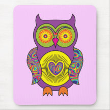 Purple Psychedelic Owl Mousemat