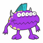 purple punk mohawk monster many eyes photo cut out