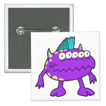 purple punk mohawk monster many eyes pin