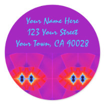 Purple Red Address Labels Round Sticker
