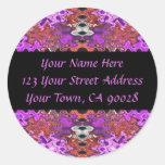 purple red address labels stickers