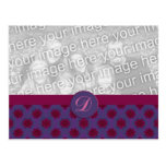 Purple Red floral monogram Post Card