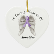 Purple Ribbon All Cancer In Memory Christmas Ornaments