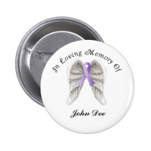 Purple Ribbon All Cancer In Memory Pinback Buttons