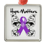 Purple Ribbon Awareness Hope Matters ornaments