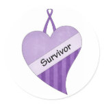 Purple Ribbon cancer awareness survivor heart stic stickers