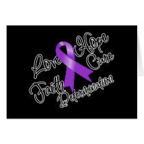Purple Ribbon Love Hope Determination Cards