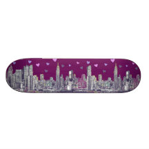 purple romantic New York Skateboard Deck
