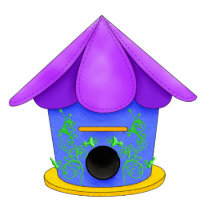 Purple Roof Birdhouse Photo Sculpture