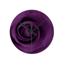 Purple Rose Round Clock
