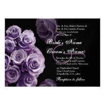 Purple Roses Wedding Invitation Metallic