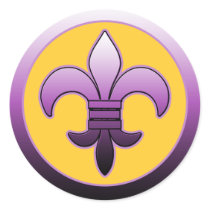 Purple Round Fleur de Lis Stickers