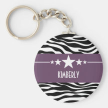 Purple Sassy Star Zebra Keychain