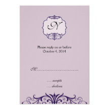 Purple Scroll Wedding Invitation RSVP