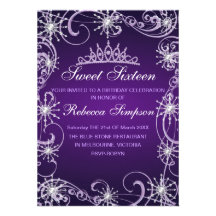 Purple Shimmer Snowflake Birthday Invite