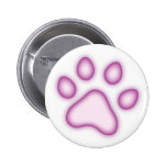 Purple shiny embossed cat dog pawprints button