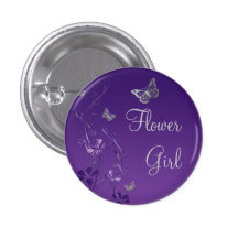 Purple Silver Butterfly Floral Flower Girl Pin
