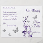 Purple Silver Butterfly Floral Wedding Program Full Color Flyer