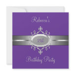 Purple Silver Jewel 21st Elegant Birthday Party Personalised Invite