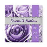 Purple & Silver Wedding Rose Bouquet with Lace Refrigerator Magnets